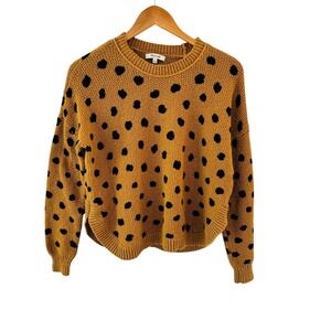 Madewell Polka Dot Sweater Womens Size S Gold Boho Chunky Preppy